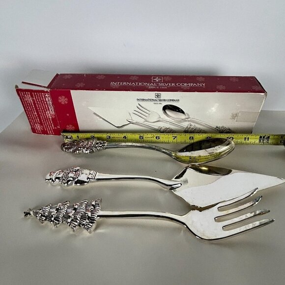 International Silver Co. Holiday Joy 3 Piece Silverplate Serving Set Christmas - Picture 9 of 11